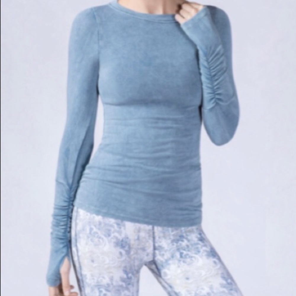 Mono B Runched Long Sleeve Top
